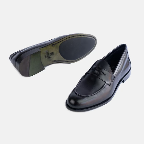 læder loafers i sort