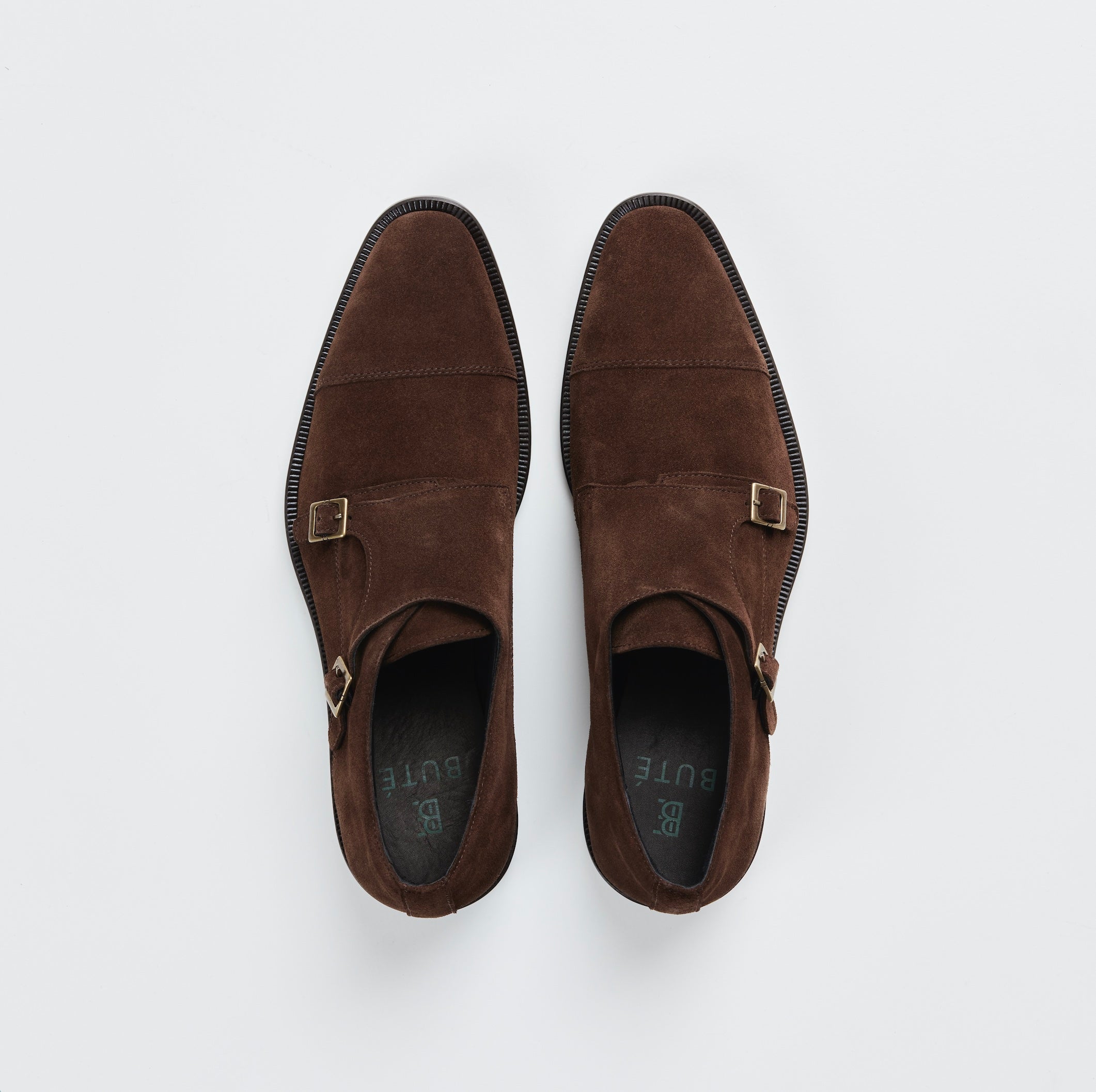 Brun double monk dress sko i ruskind