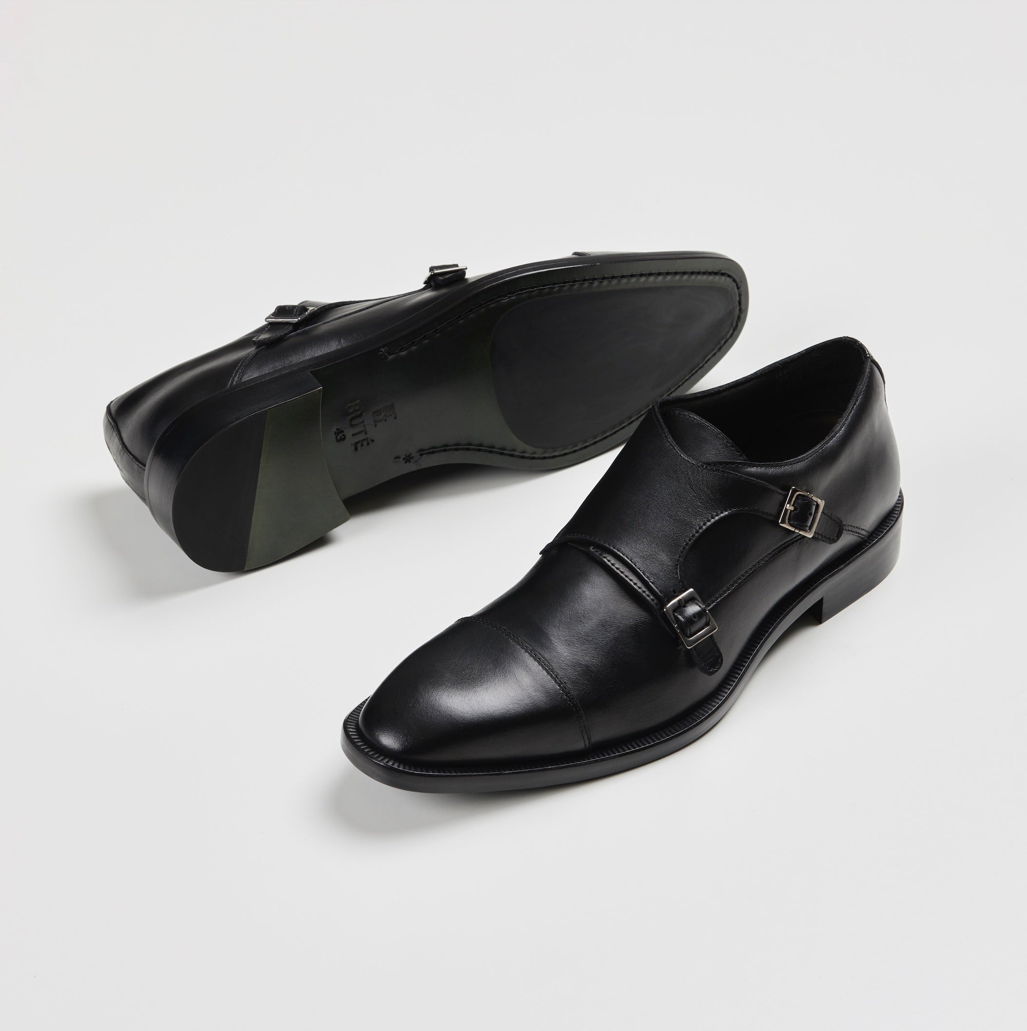double monk læder sko