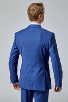 ryggen på skræddersyet blåt jakkesæt