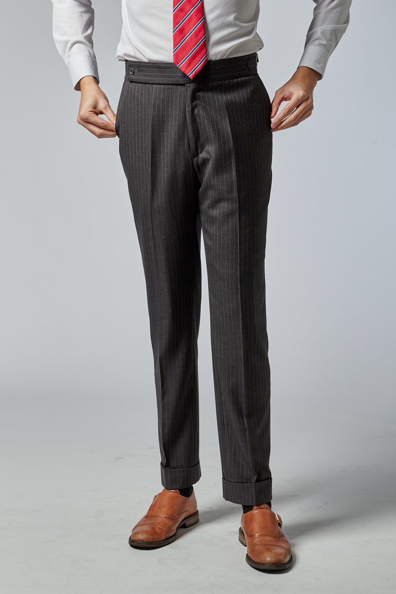 grå habit bukser i pinstripe